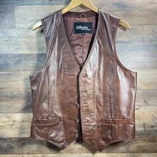 Vintage 70s Wilson’s Leather Vest Mens Size 42 Large Brown Western