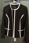 Evan-Picone Black Label Women’s Black Jacket White Trim Lined Open Size 6 — photo 1