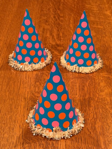 Vintage 1980s Birthday Party Hat - Polka Dots - 3 Hats by Beistle Co. USA