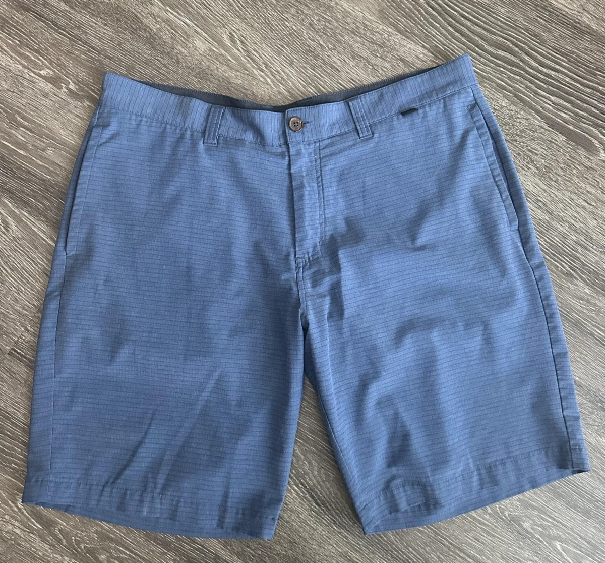 Travis Mathew Chino Shorts Mens 38 Blue Microstripe Stretch Flat Front Pockets