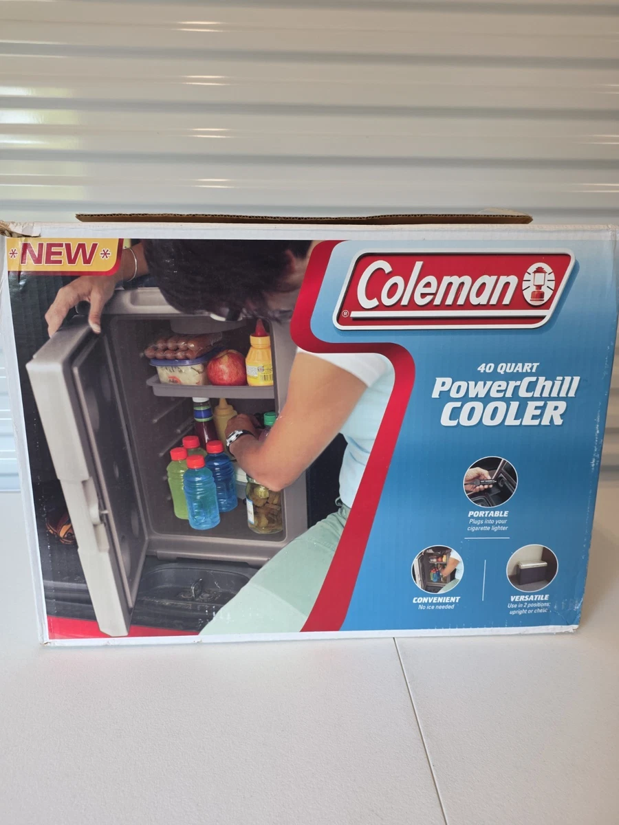 coleman cigarette lighter cooler powered cooler. Can cool to 44f or heat to 125f I just clean the fan from dust every so often. still have the cardboard box it came in. 21 years strong Coleman Plastic Camping Ice Thermoelectric