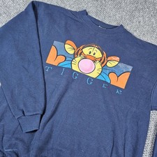 Vintage Disney The Disney Store Tigger Sweatshirt Navy Blue XL Graphic Print