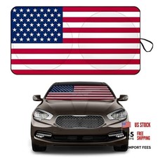 American Flag Auto Front Windshield Shade - Sun Red Car Windshield Sun Shade