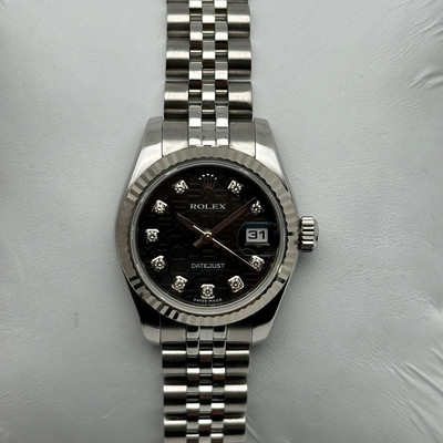 Rolex Lady-Datejust 179174 26mm 18K Gold Steel Black jubilee Diamond Dial  Watch