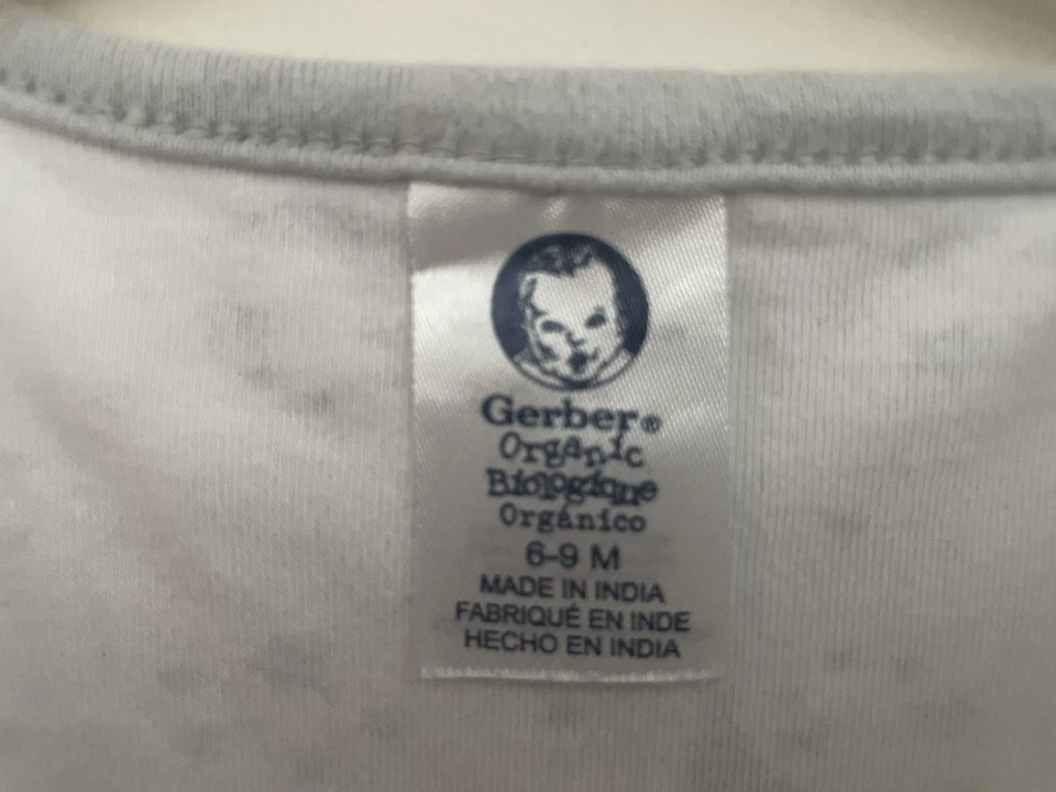 Gerber Bebé Niño Niña Luna y Estrellas 100% Algodón Cremallera Manga Larga 1 Pieza Blanco 6-9M Foto 2 de 4
