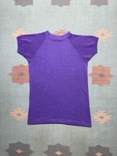 Vintage 1960s short sleeve sweatshirt blank purple pullover raglan adult medium