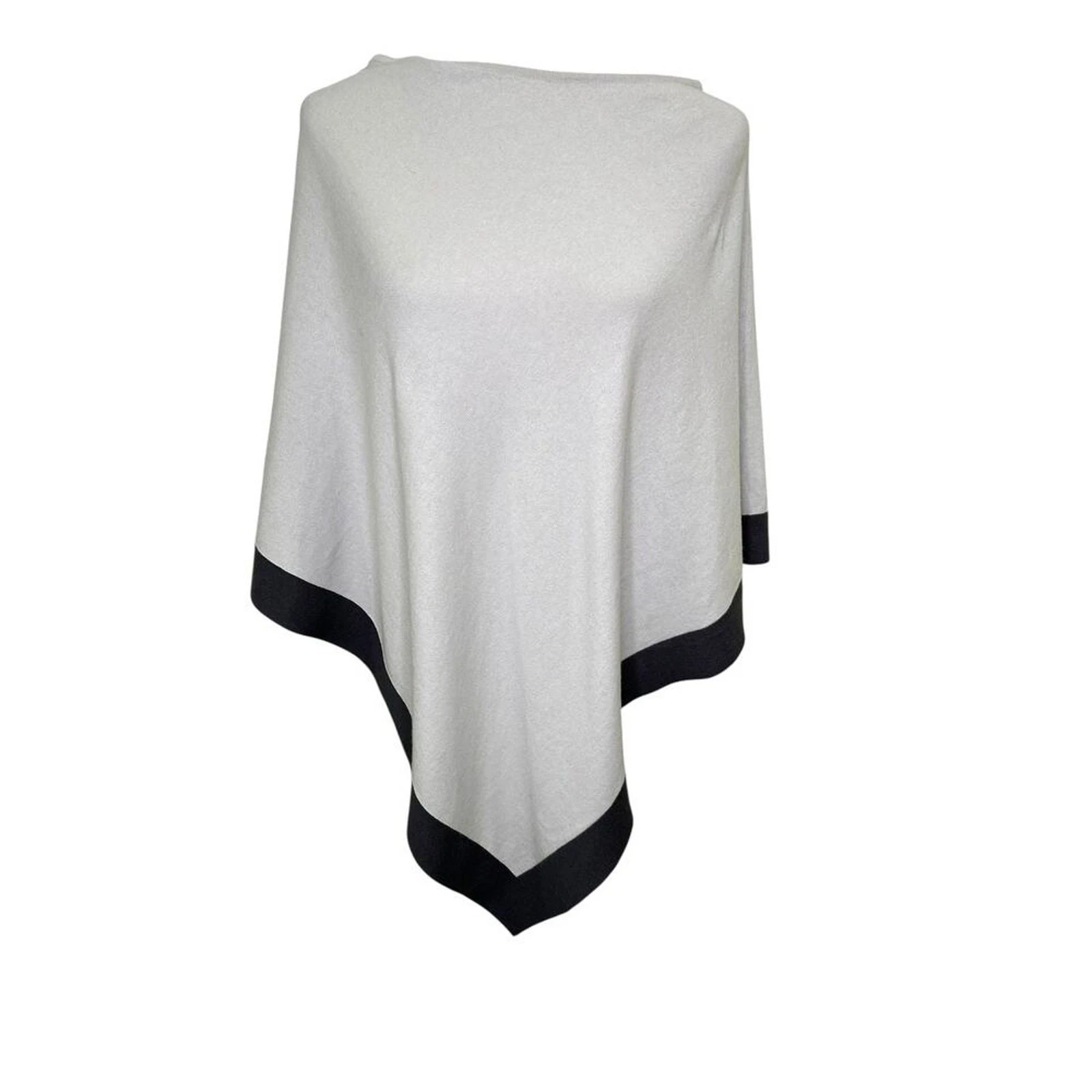 J.Jill Two Toned Gray Cotton Linen Pull Over Pointy Poncho Shawl Sweater O/S