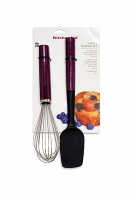 KitchenAid 2-Piece Baking Set Whisk Silicone Spatula Plum Purple Dishwasher Safe