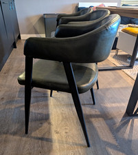 Cult Presley Carver Dining Chairs Set of 4 Green Faux Leather Black Metal