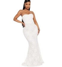 Fashion Nova Lace Linnea Mermaid Dress Womens 1X White Destination Wedding Elope