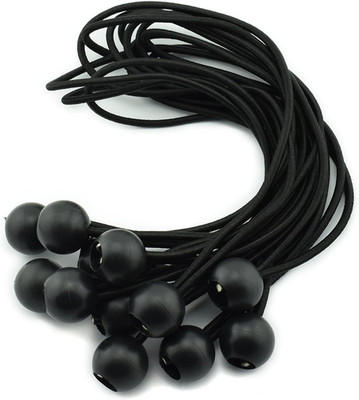 HJ Garden 12Pcs 12 Inches (30Cm) Ball Bungee Cords Black Elastic String Canopy T
