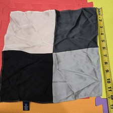 100 Silk Colorblock Pocket Square Handkerchief RN 121148 Black Grey Cream
