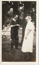 Found Vintage Photo Man Waders Cigarette Old Woman mid-20th Century 746