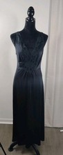 Vintage Sears Inner Most Black Maxi Nightgown Lingerie Lace Size Small Fits...
