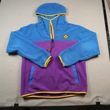 Outdoor Afro x Rei Co-Op Fleece Hoodie Mens Small Blue 1/4 Zip Hooded Sweatshirt