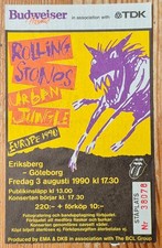 Vintage original Rolling Stones concert ticket August 3, 1990 G&ouml;teborg Sweden