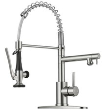 Kitchen Faucet with Pull Down Sprayer, 2-Spout, Brushed Nickel