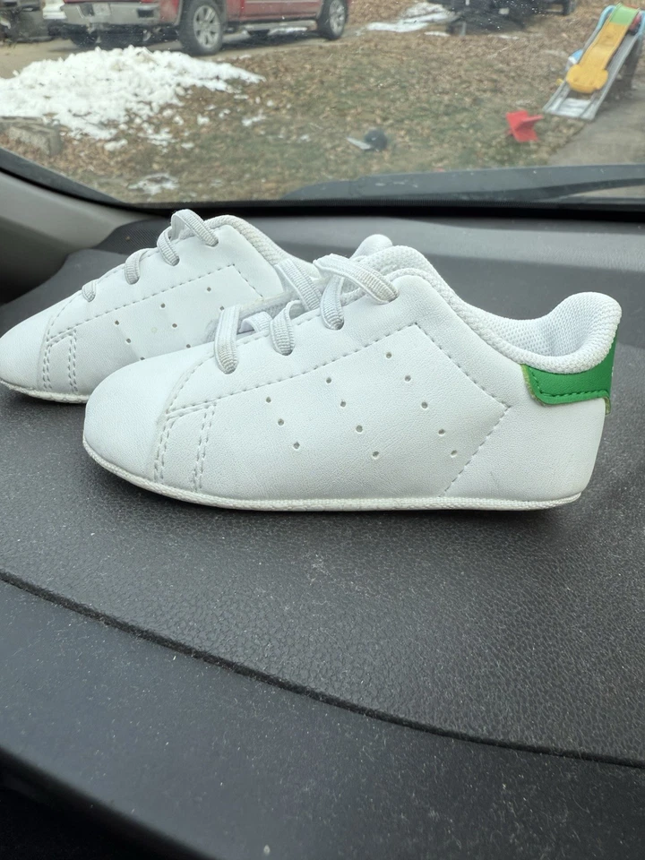 Adidas Stan Smith Infantil Cuna Zapatos Tenis Talla 3K Blanco con Verde Foto 2 de 4