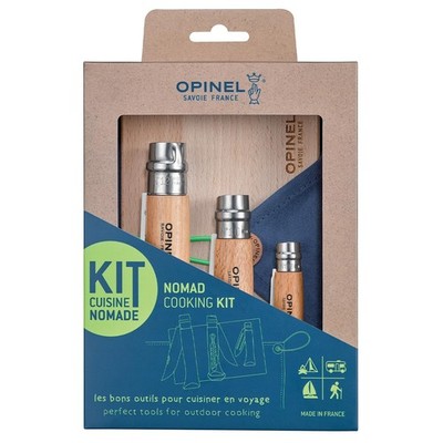 Opinel Nomad Camping Kitchen Utensil Kit Includes No.12 Serrated Knife No. 10