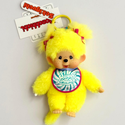 Sekiguchi Monchhichi Sweet Lollipop Purple & Yellow Plush Keychain