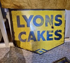 Original Lyon’s Cakes Double Sided Enamel Advertising Sign