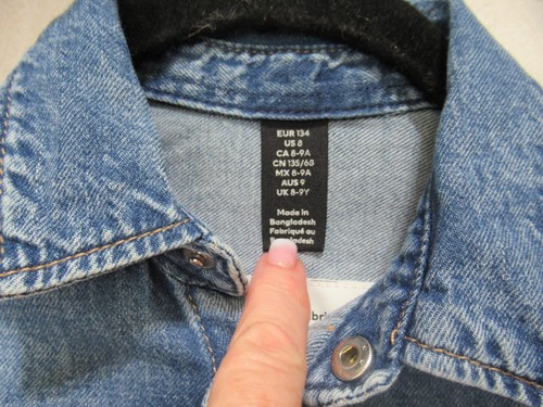 H&M Kids Size 8 Blue Long Sleeve Denim Snap Front Shirt - Picture 3 of 5