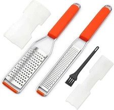 Cheese Grater Set of 2, GUANCI Zester Grater with Handle, Stainless Steel Zester
