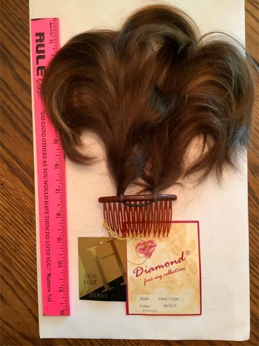 DMH706 100% REAL HUMAN HAIR 2 Bendable 5’WIRES 4” Hair UP-DO BROWN AUBURN 8/27 - Picture 1 of 3