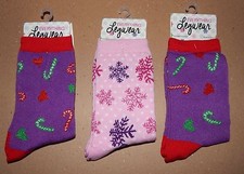 Christmas Everything Legwear Novelty Socks Girls Size 9 to 3 3pr Mix Lot 29X