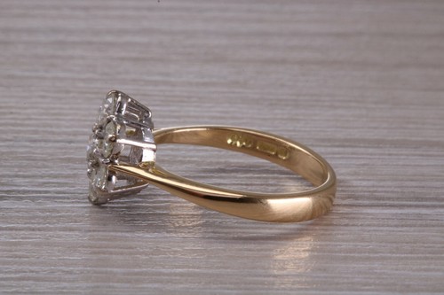 One carat Natural Diamond set 18ct Yellow Gold Cluster set Ring - Picture 4 of 9
