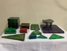 VALTECH MAGNA TILES MAGNETIC CLEAR BUILDING TILES WITH HIPPO & ASSORTED SHAPES