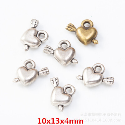 10*13MM Handmade Crafts arrow through the heart Alloy Charm 100pcs