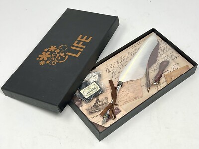 White Feather Quill Box Gift Set