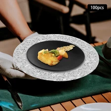 100pcs Charger Wedding Party Dinner Plates Elegant Design Table Decor Silver