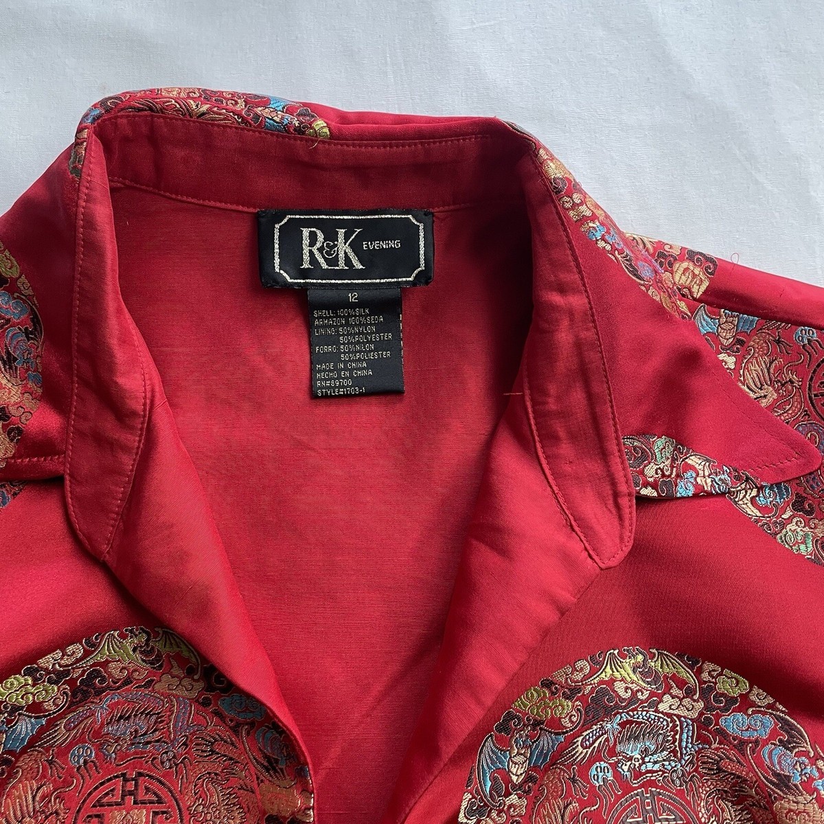 R&K Evenings Red Oriental Ladies Jacket Size 12 | eBay