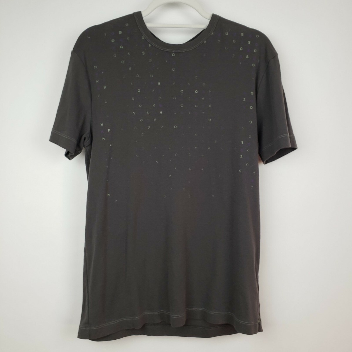 Hugo Boss Orange Tag Gray Letter Graphic Tee Men's Size Large 100 - Main Image