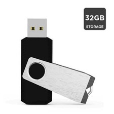 32GB USB 2.0 Flash Drives Zip Pen Thumb Drive Memory Stick Rotatable Black US