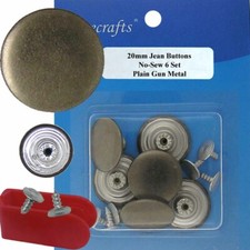 20 mm No-Sew Replacement Jean Tack Buttons 51437  6 CT. w/Tool