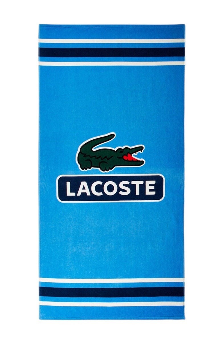 LACOSTE Croc Badge Signature Cotton Beach Towel Size 36