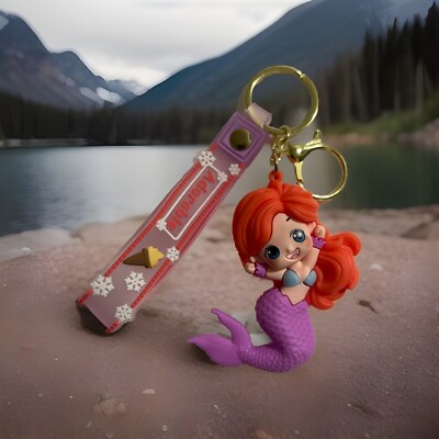 Little Mermaid Ariel Anime 3D Keychain Figure Keyring Pendant Backpack Clip