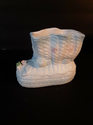 ポピー ゴースター Vintage Baby Boots Ceramic Blue Nursery Planter Japan SY1846 (B8
