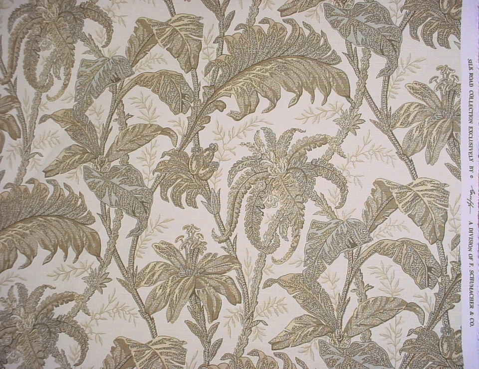 Tela de tapicería floral antigua de lino bengalí Schumacher 22663 14-1/4 años ruta de seda Foto 3 de 4