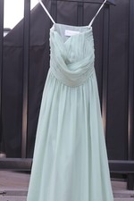 Monique Lhuillier Bridesmaids Dress Size 0 Strapless Light Green Evening Gown