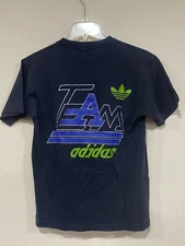 Vintage 80s Adidas Double Sided Team Adidas Tee Size Small Single Stitch