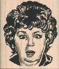 Shocked Woman 2 x 2 1/4" Rubber Stamp, Lady Stamp, Woman Stamp