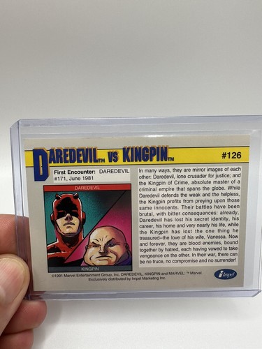 1991 Marvel Comics Impel Trading Card #126 Daredevil vs. Kingpin. Vintage - Picture 2 of 3