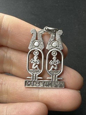 Pendentif Ancien En Argent Massif 925 - Style Art Nouveau / Déco Égypte - Occasion