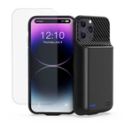 13800mAh Battery Charger Case w/ Tempered Glass for iPhone 14 pro max,13 pro max
