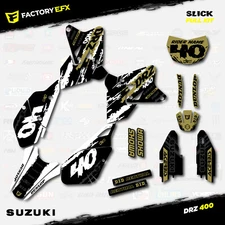 White & Gold Slick Graphics Kit fit Suzuki DRZ400SM Drz400s drz400 Supermoto DRZ