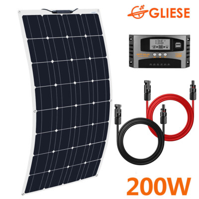 Gliese 200W Solarpanel 12V Flexibel Solarmodul Ladegerät Kit Wohnwagen Camping